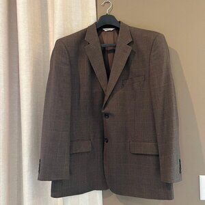 Pronto Uomo Beautiful Brown Houndstooth Blazer, Size 48 Regular